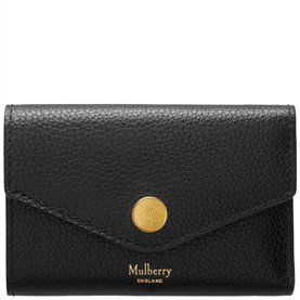 Mulberry Folded Multi-Card Wallet Black Small Classic Grain